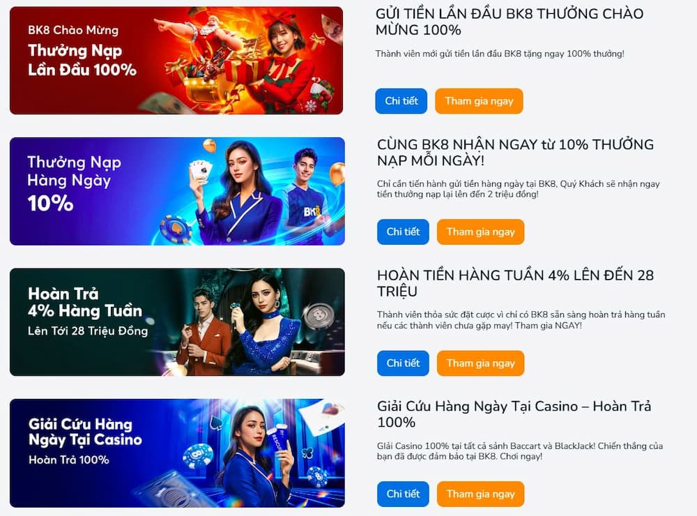 Các chương trình khuyến mãi tại người chơi không thể bỏ qua