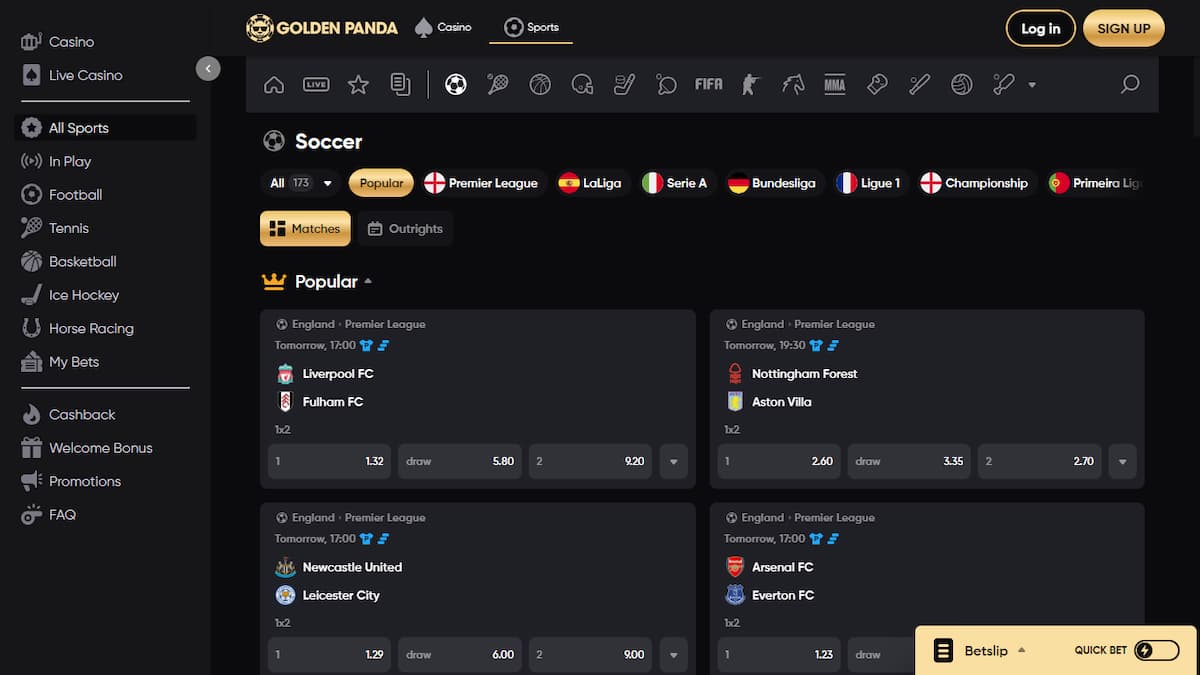 Golden Panda soccer sportsbook