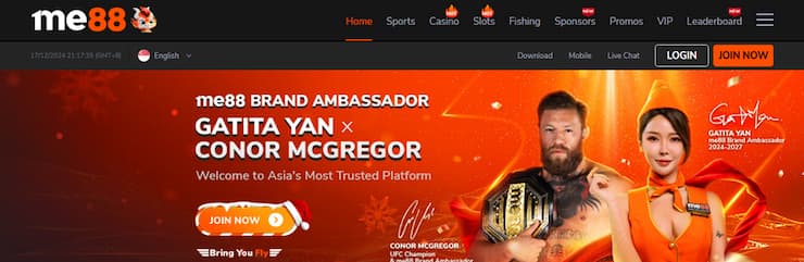 Conor McGregor posing as ambassador for the Singaporean betting site Me88.