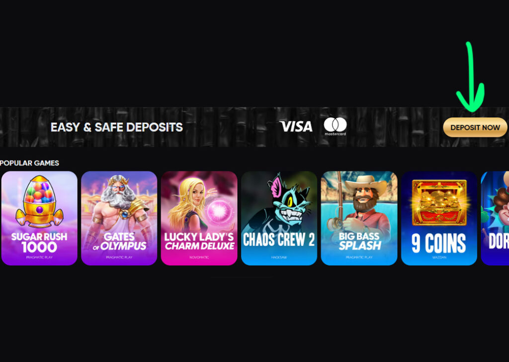 golden panda games and deposit button