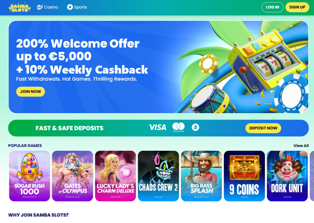 samba slots games and welcome bonus