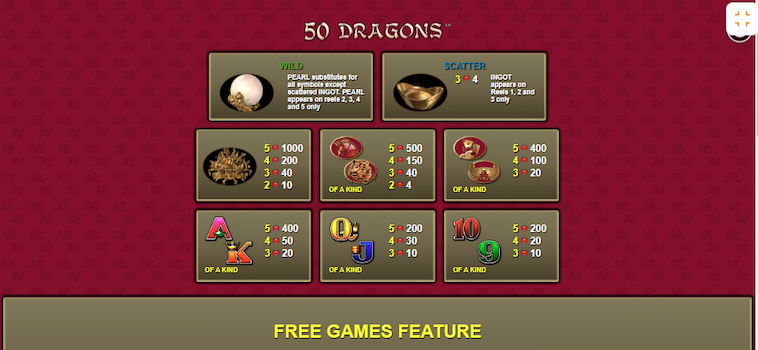 50 Dragons Bonus Features Mobile