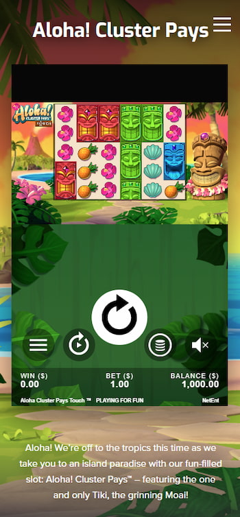 Aloha Cluster Pays Slot Review: Mobile Game Screen