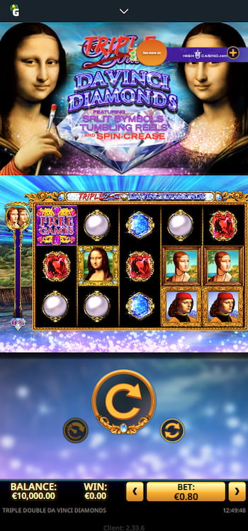 Da Vinci Diamonds Game Screen Mobile