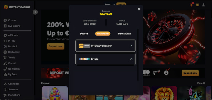 How to withdraw your winnings from Instant Casino using Visa.