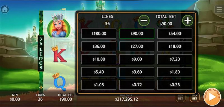 The Wizard of Oz Game Pay Table Desktop