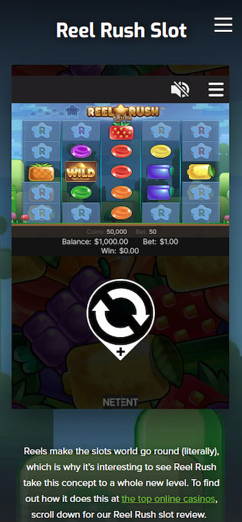 Reel Rush Slot Game Screen Mobile