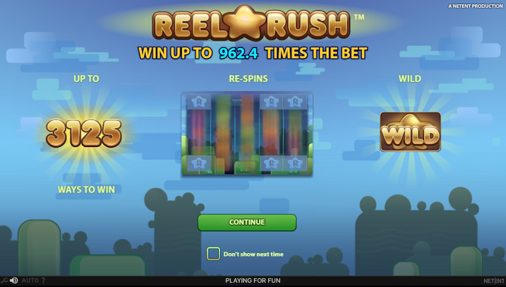 Reel Rush Slot Title Screen