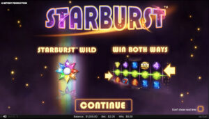 Starburst Slot Title Screen