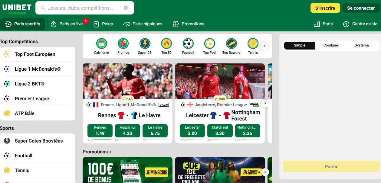 Unibet Homepage