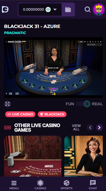 Blackjack Azure live where dealer is sharing cards