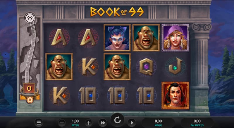 Book of 99 online slot game layout with symbols.