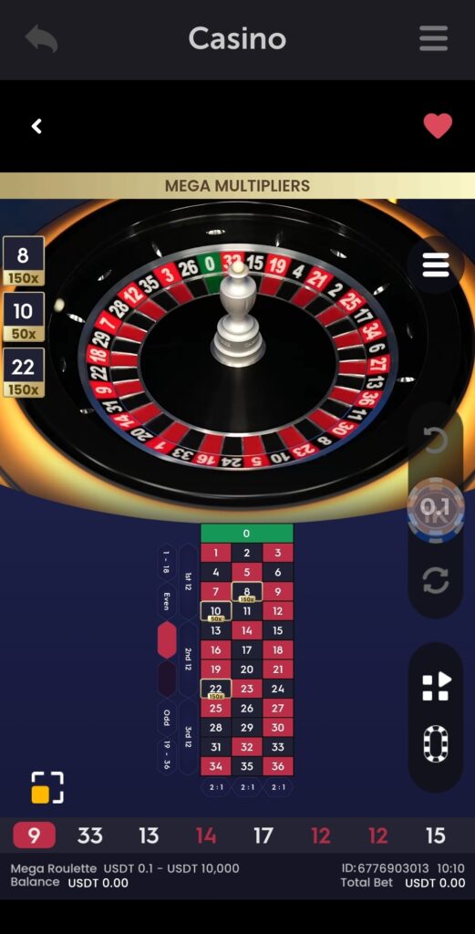 A live roulette wheel showing the ball circling