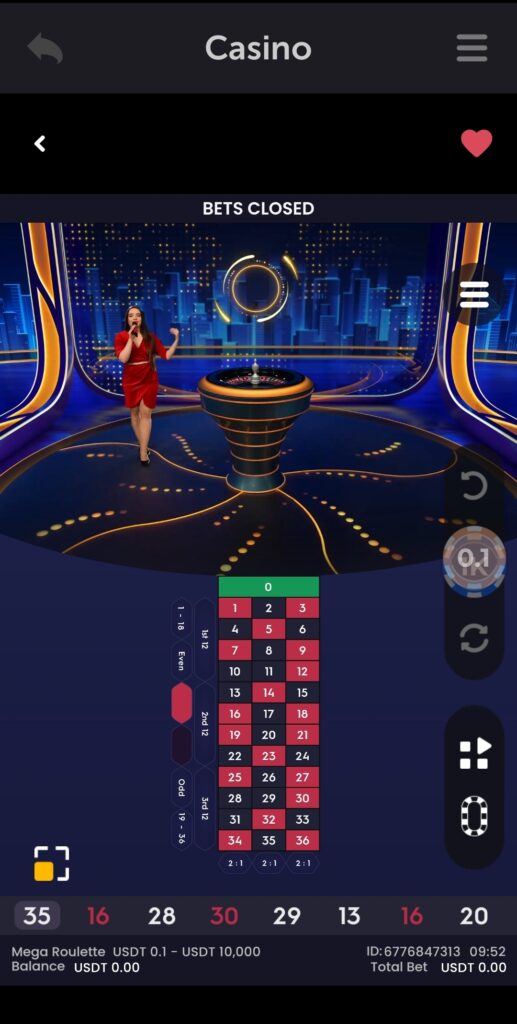 Live dealer lightning roulette with a countdown on the screen to place the bets.