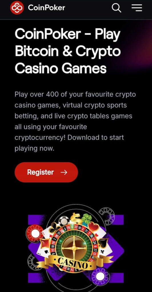 Coinpoker mobile casino for online slots.