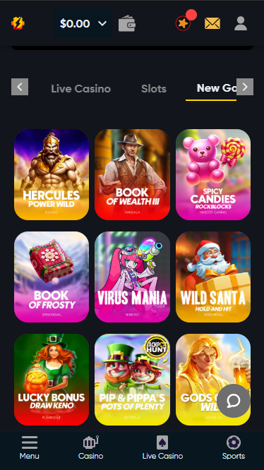 list of instant casino new games