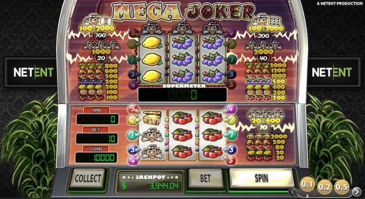 Mega joker online slot game layout