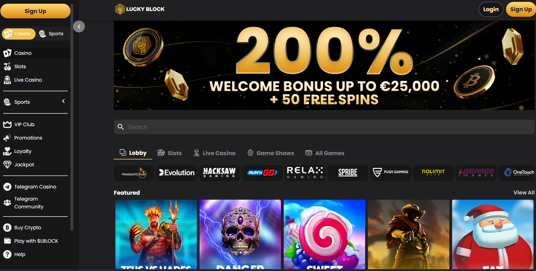 Zahraniční casino Lucky Block