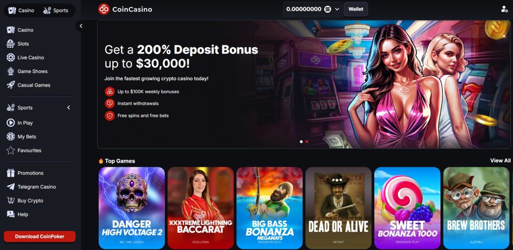 3. CoinCasino – sąžiningas lošimas su blokų grandinės technologija