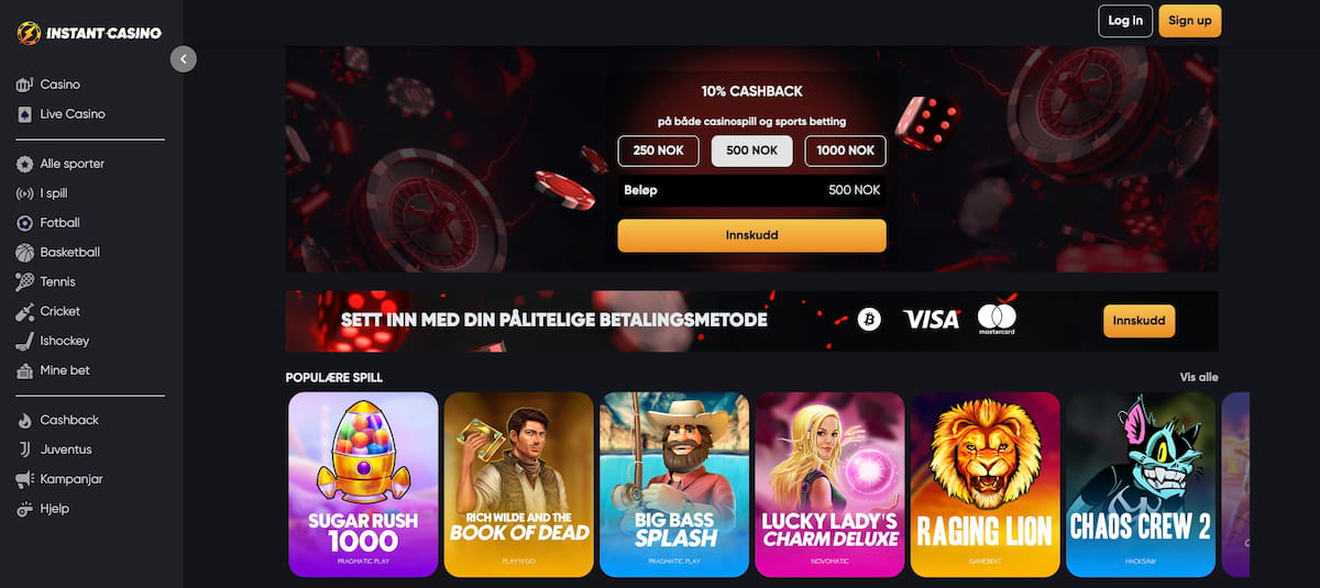 Instant casino i norge hjemmeside med spill og kampanje