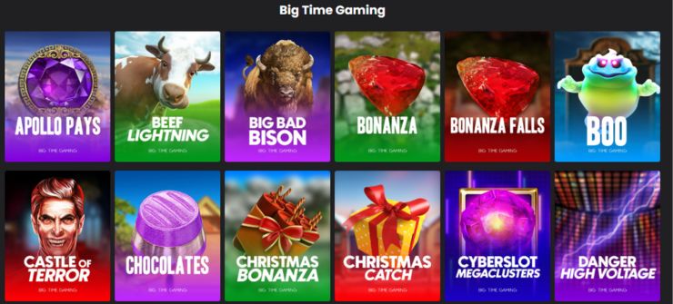 Big Time gaming catalogue
