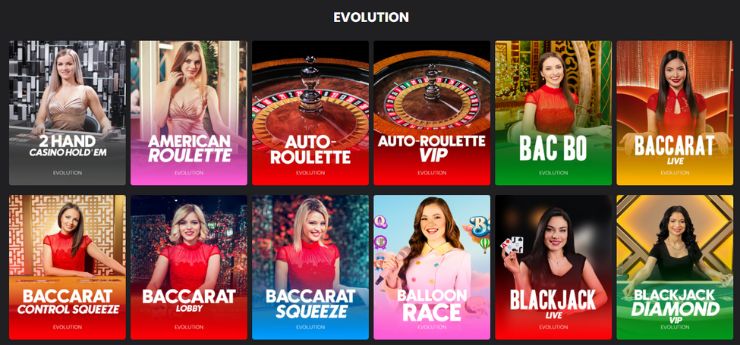Evolution gaming catalogue