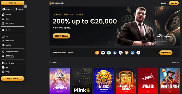 Lucky Block is a similar site to Roobet