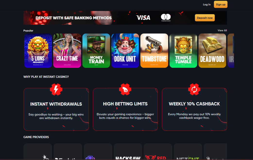 instant casino homepage