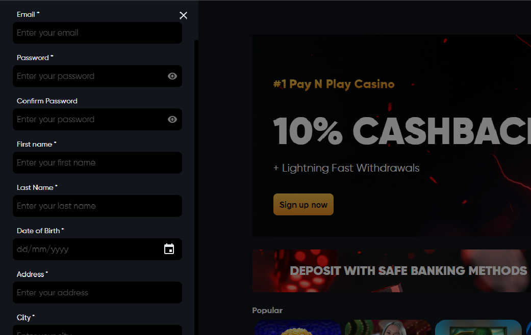 personal information instant casino