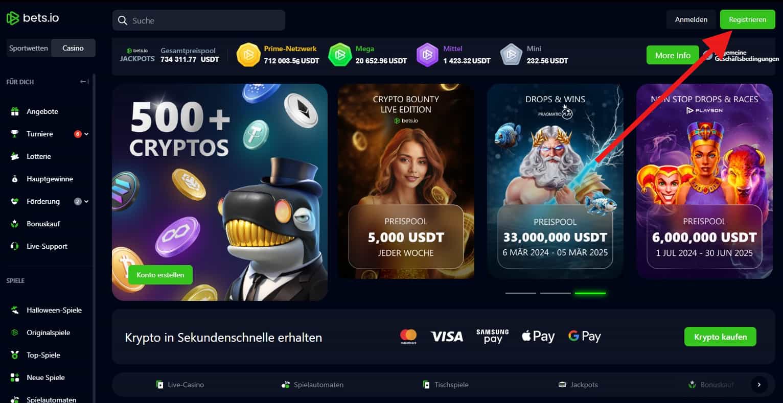 Bets.io-Casino-Registrieren
