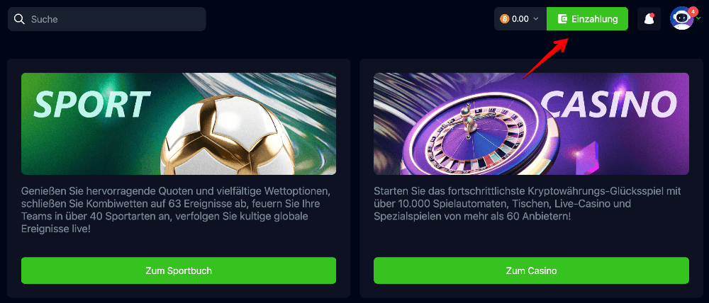 Bets.io-Einzahlung-anklicken