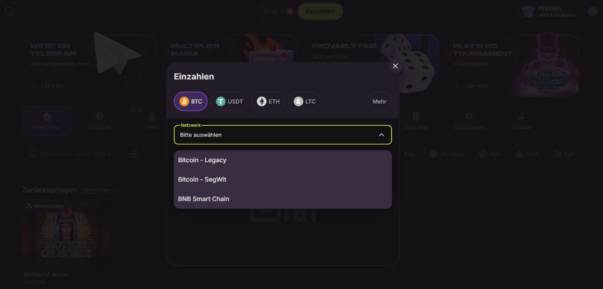Cloudbet Einzahlung