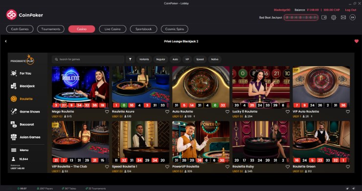 coinpoker live roulette games