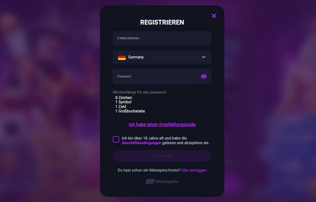 E-Mail und Passwort eingeben
