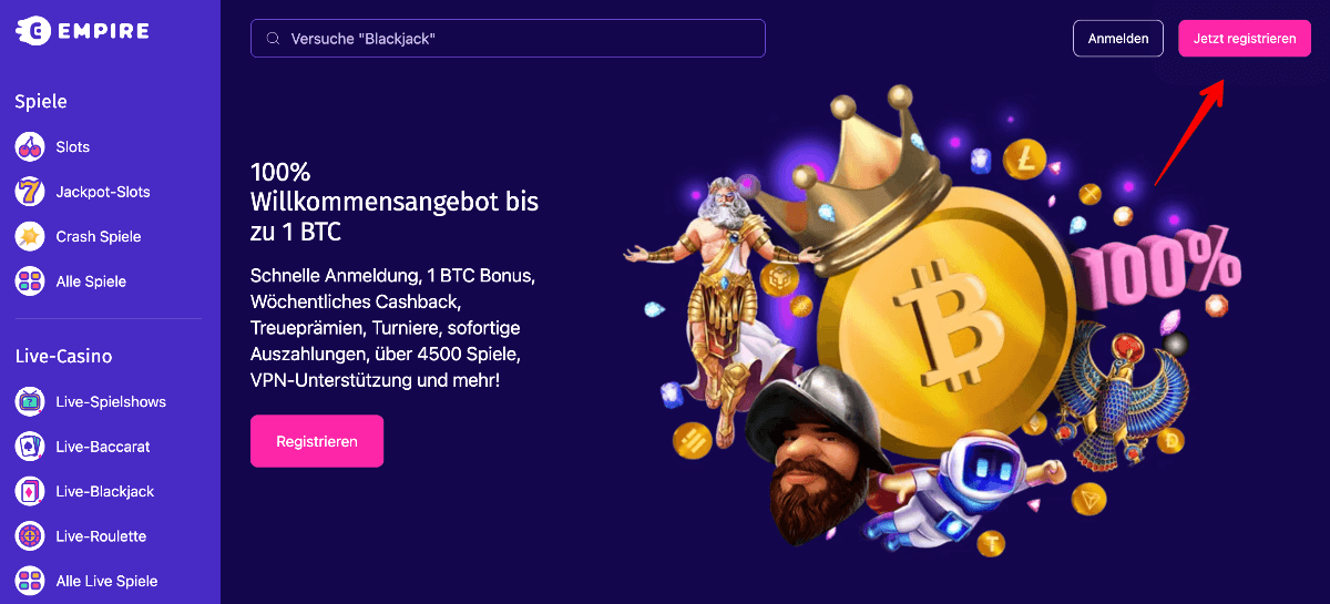 Empire.io Konto erstellen