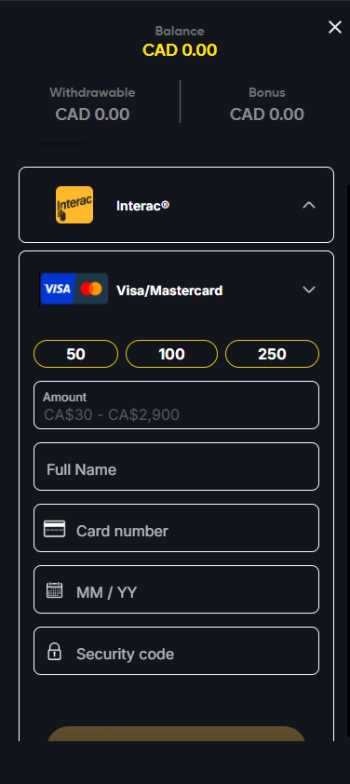 deposit options instant casino