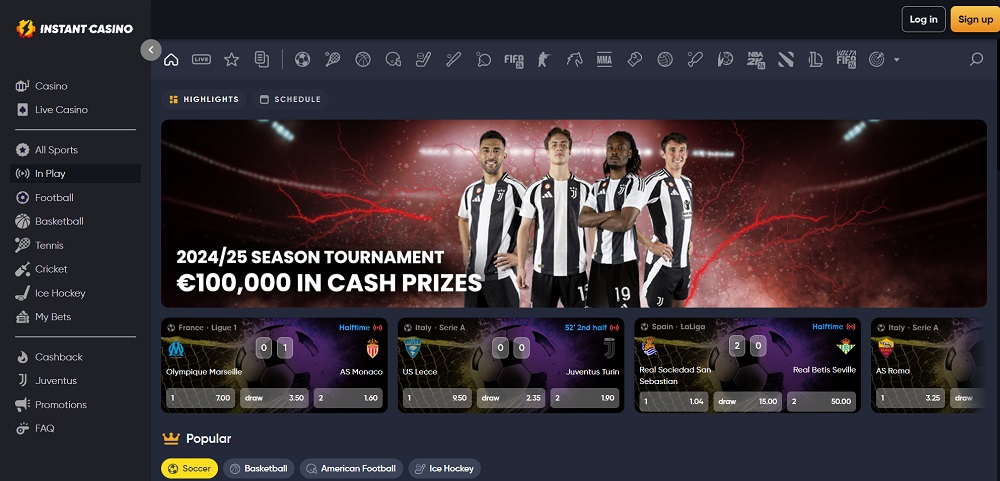 instant casino homepage