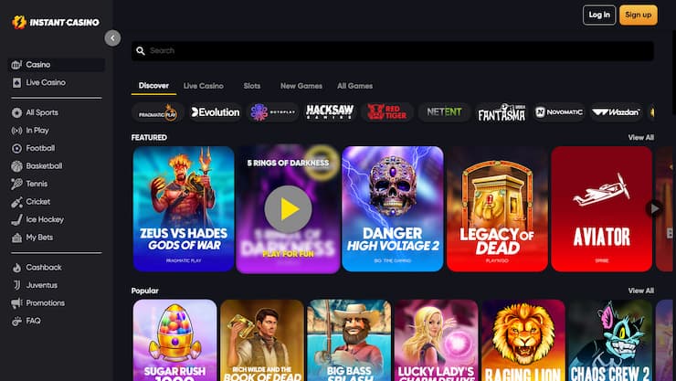 instant casino homepage