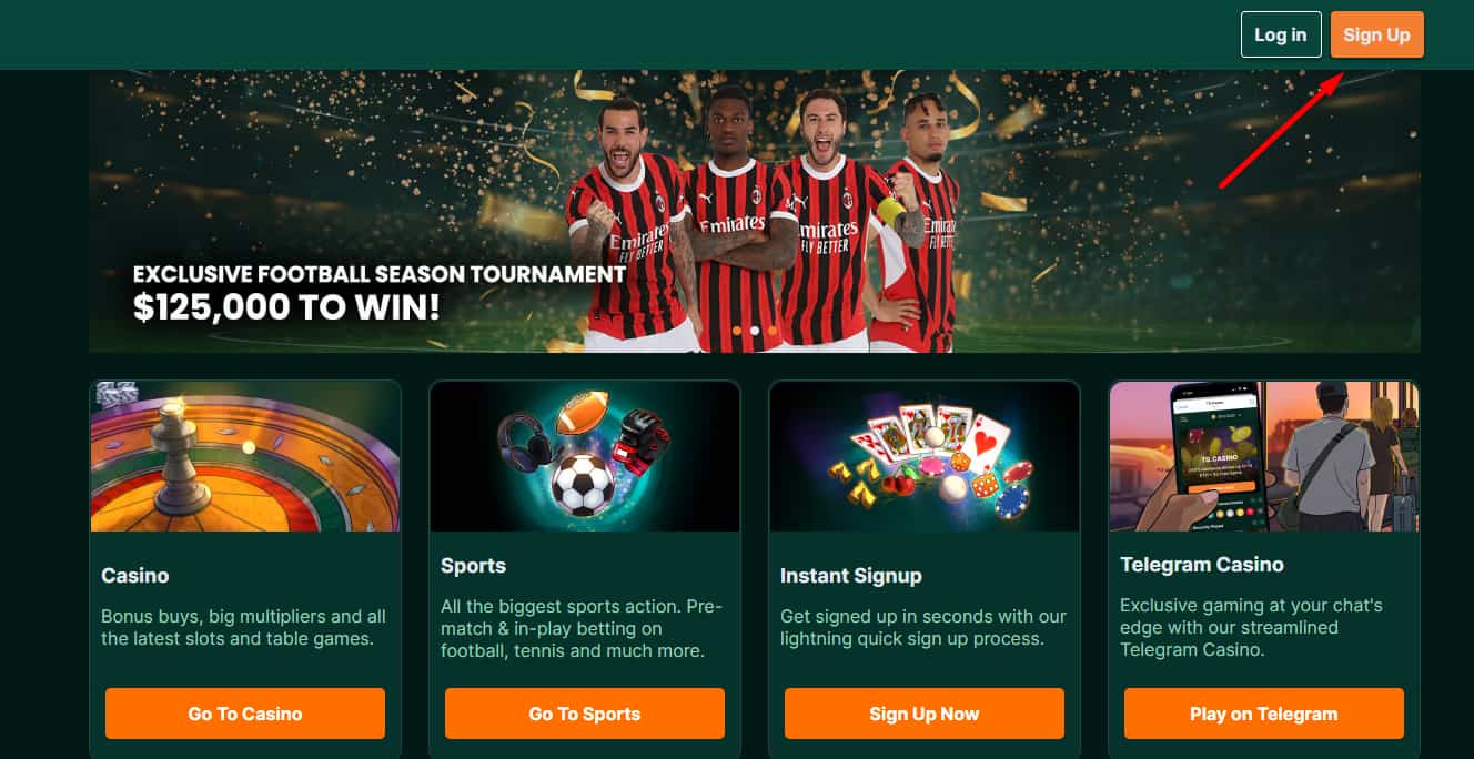 Sing up TG.Casino