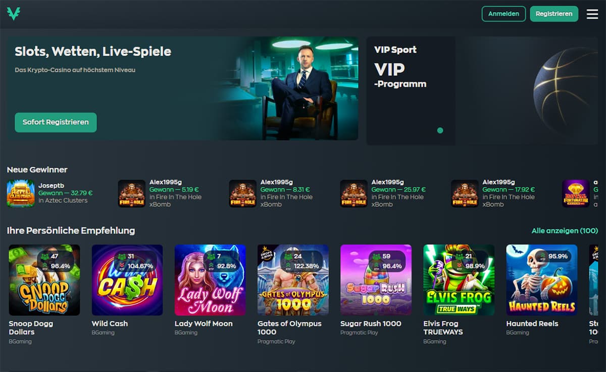Vave Casino - Homepage
