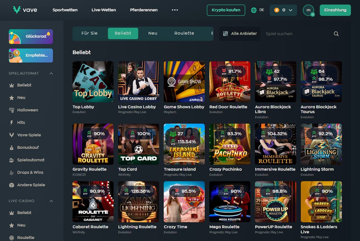 Vave Casino - Live Casino