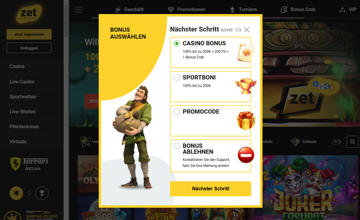 Zet Casino Registration 