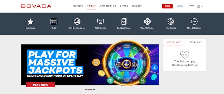 bovada casino homepage