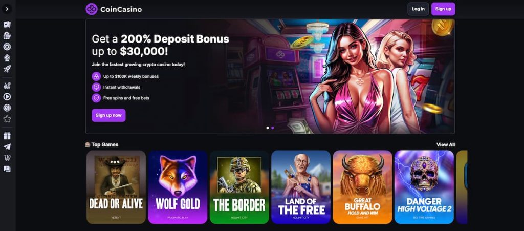 2. CoinCasino – geriausias pasirinkimas pokerio entuziastams