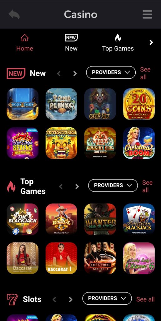 Selection of online slots at CoinPoker Online Casino.