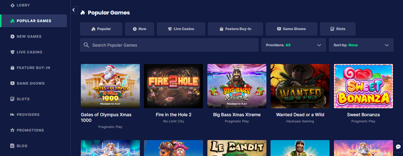 list of games available at flush casino