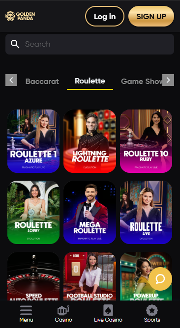 golden panda live roulette games