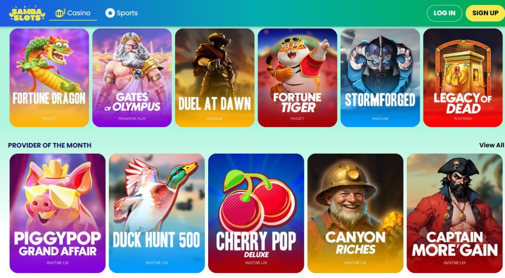 3. Samba Slots – tropinis sėkmės gūsis su premijomis ir Plinko žaidimu