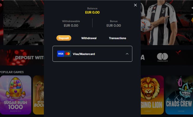 deposit methods instant casino