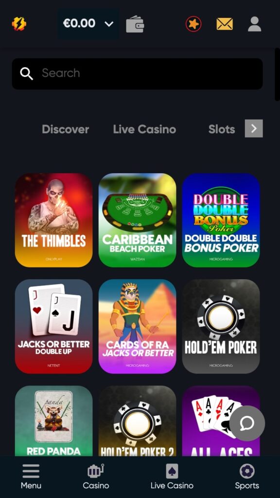 Instant Casino slots selection